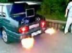 Pimped out car catches fire